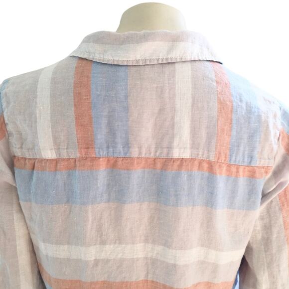 CYNTHIA ROWLEY Pure Linen Oversized Striped Popover Tunic Top SZ S - Picture 7 of 11